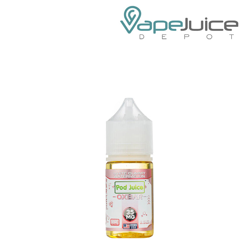 A 30ml 35mg bottle of White Gummy Watermelon Pod Juice x OXBAR Salts 