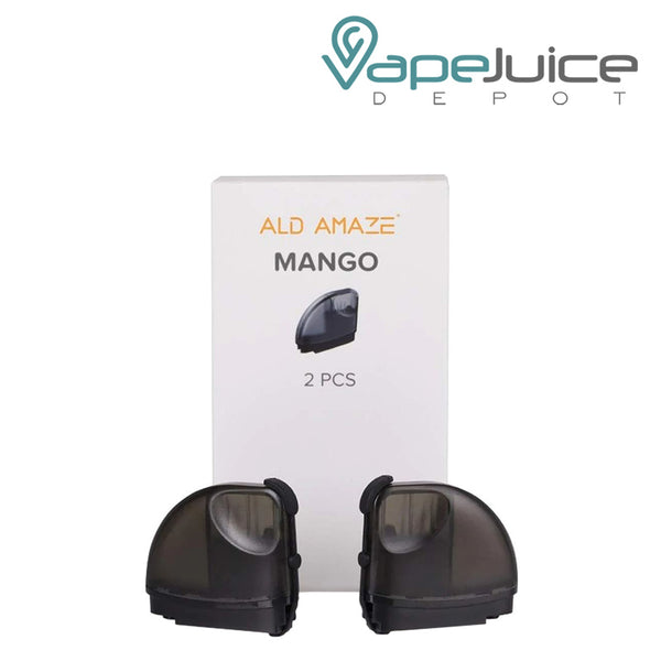 A box of ALD Amaze MANGO Replacement Pod with two pods in front - Vape Juice Depot