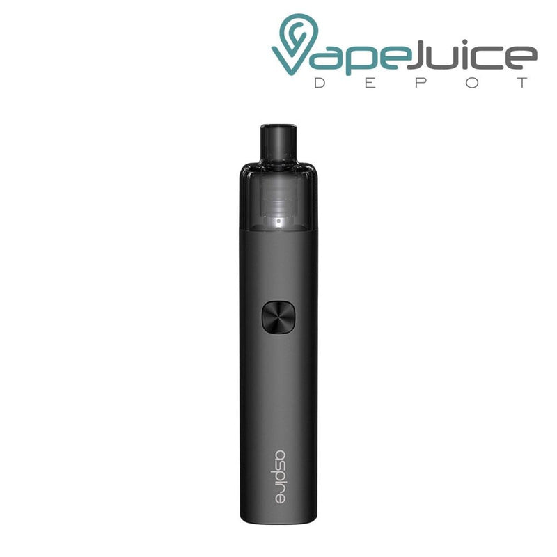 Jet Black AVP-CUBE Pod Kits with a firing button and Aspire logo beneath - Vape Juice Depot