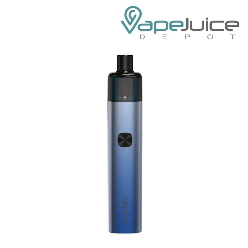 Navy Blue AVP-CUBE Pod Kits with a firing button and Aspire logo beneath - Vape Juice Depot