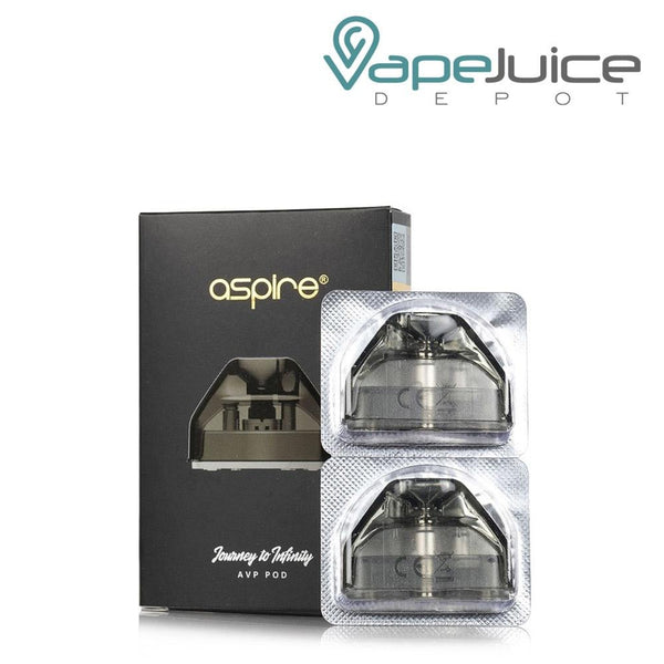 Two Aspire AVP Replacement Pods and a box behind them - Vape Juice Depot
