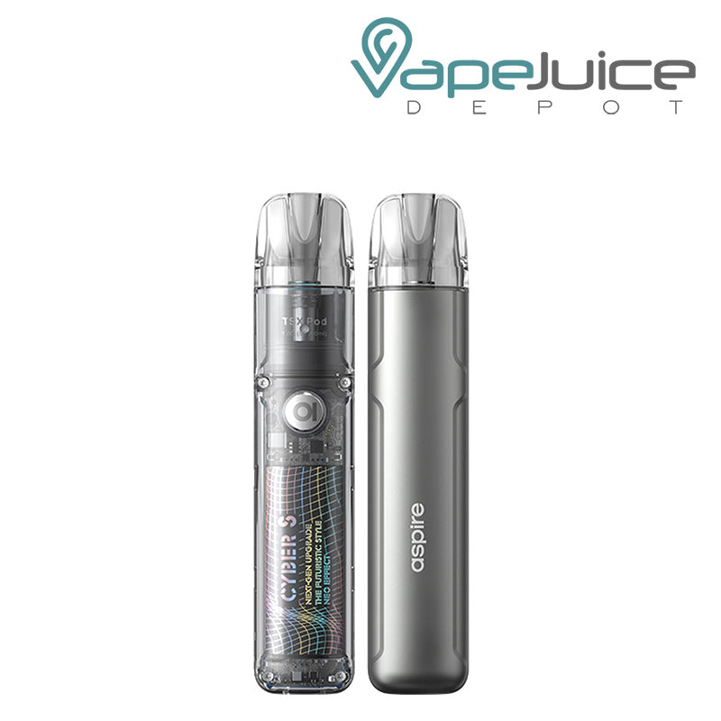 Gunmetal Aspire Cyber S Pod Kit front and back sides - Vape Juice Depot