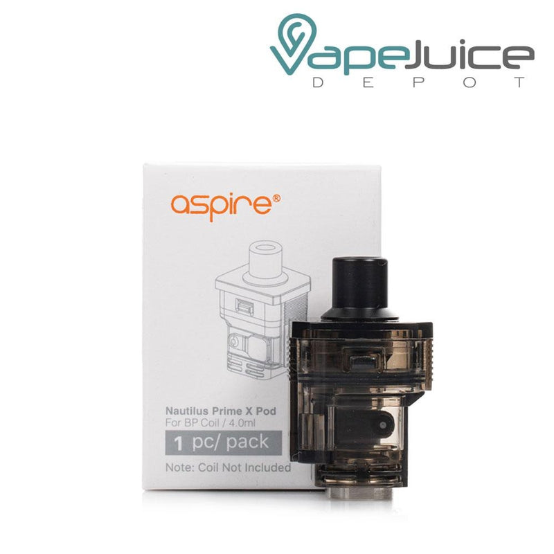 A box of Aspire Nautilus Prime X Replacement Pods and a pod next to it - Vape Juice Depot