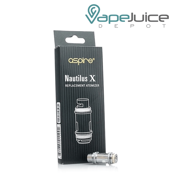 An Aspire Nautilus X Replacement Coil and its box behind it - Vape Juice Depot