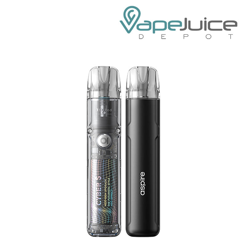 Black Aspire Cyber S Pod Kit front and back sides - Vape Juice Depot