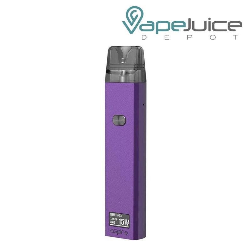 Amethyst Purple Aspire Favostix Pod Kit and a firing button on it - Vape Juice Depot