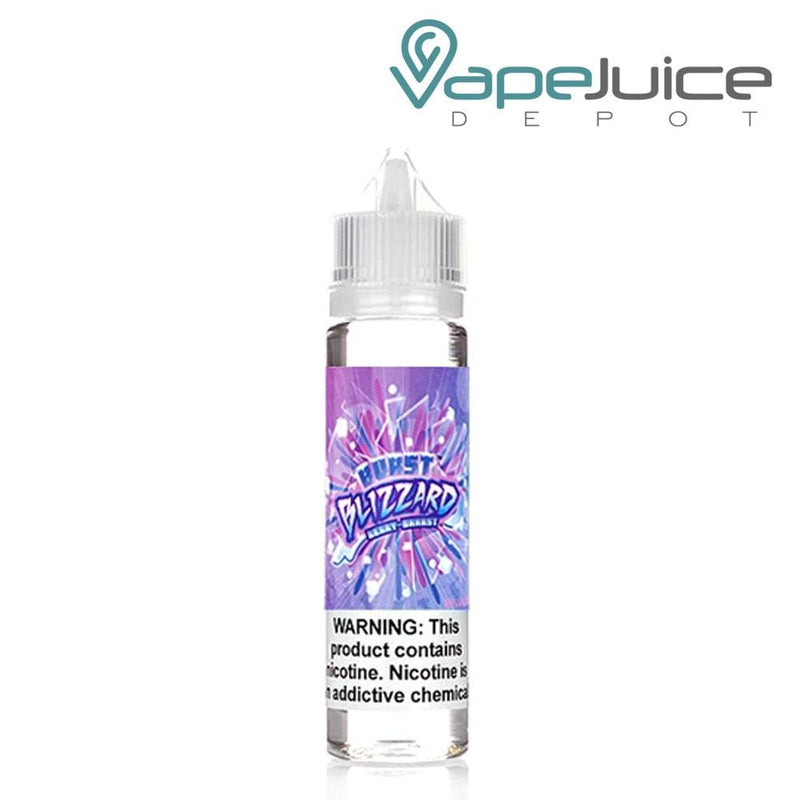 A 60ml bottle of Berry Ice Burst eLiquid with a warning sign - Vape Juice Depot