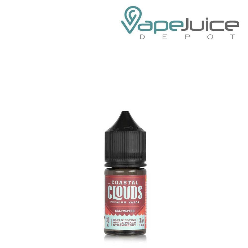 A 30ml bottle of Saltwater Apple Peach Strawberry Coastal Clouds - Vape Juice Depot