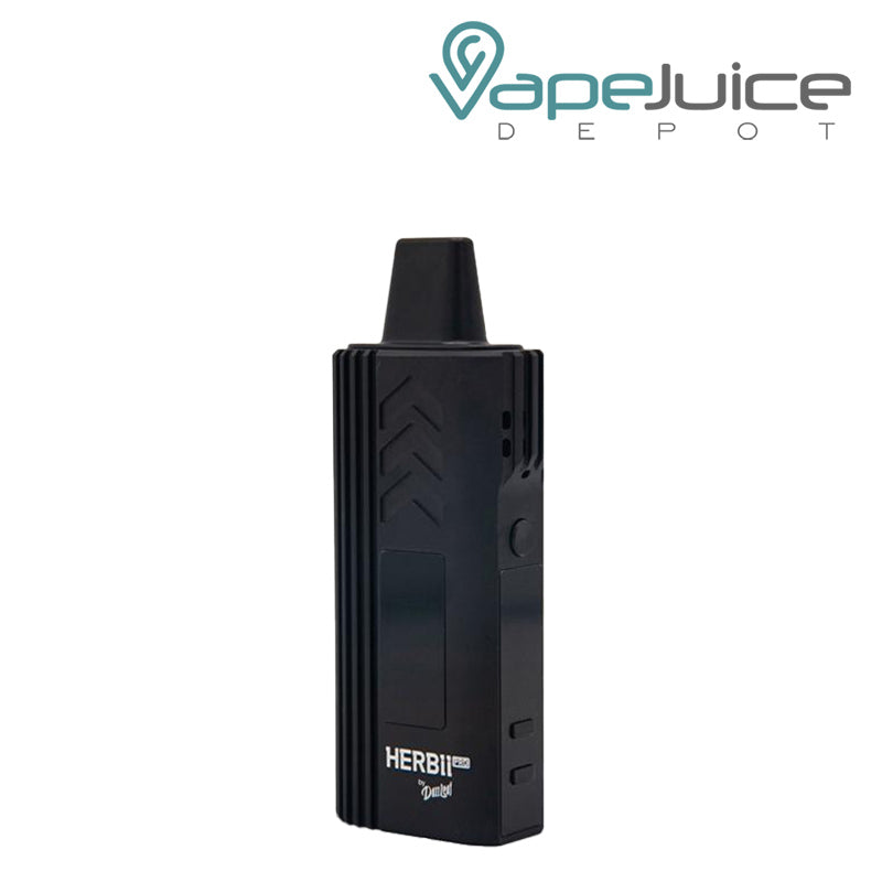 Side view of Black DazzLeaf Herbii Pro Dry Herb Vaporizer Kit with display screen and adjustment buttons - Vape Juice Depot