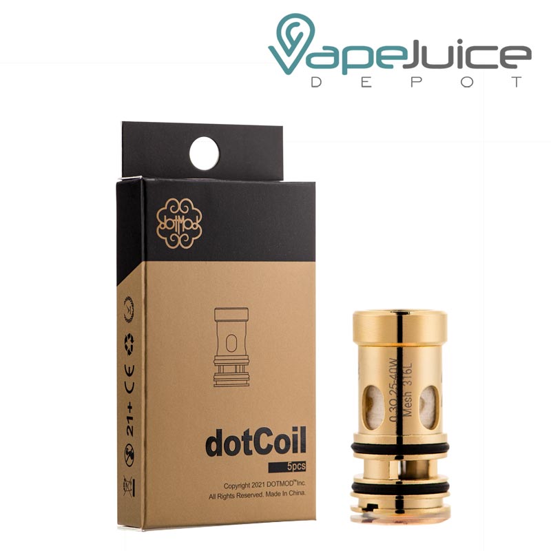 A box of Dotmod DotAIO V2 Replacement Coils and a 0.3ohm coil next to it - Vape Juice Depot