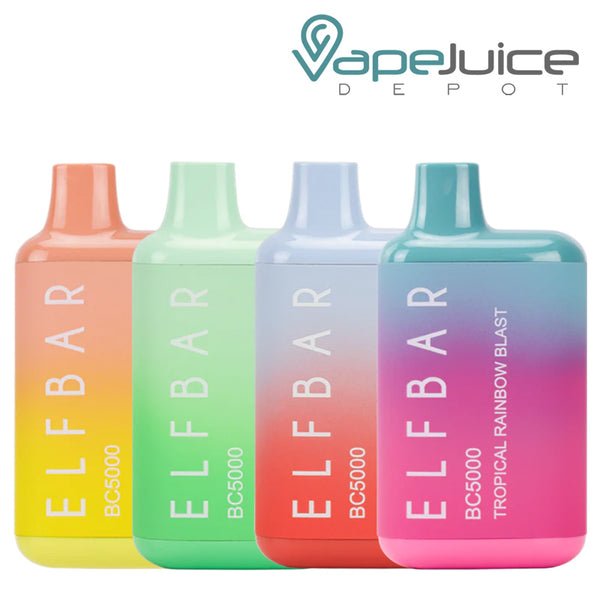 Four flavors of Elf Bar BC5000 Zero Nicotine Disposable Vape - Vape Juice Depot