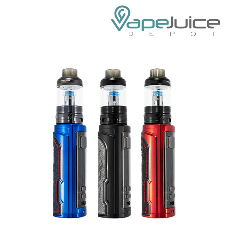 Three colors of MARVOS X PRO 100W Kit FreeMax with adjustment buttons - Vape Juice Depot