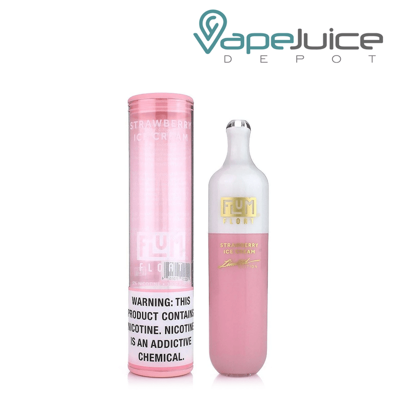 A box and a Strawberry Ice Cream Flum Float Disposable Vape - Vape Juice Depot