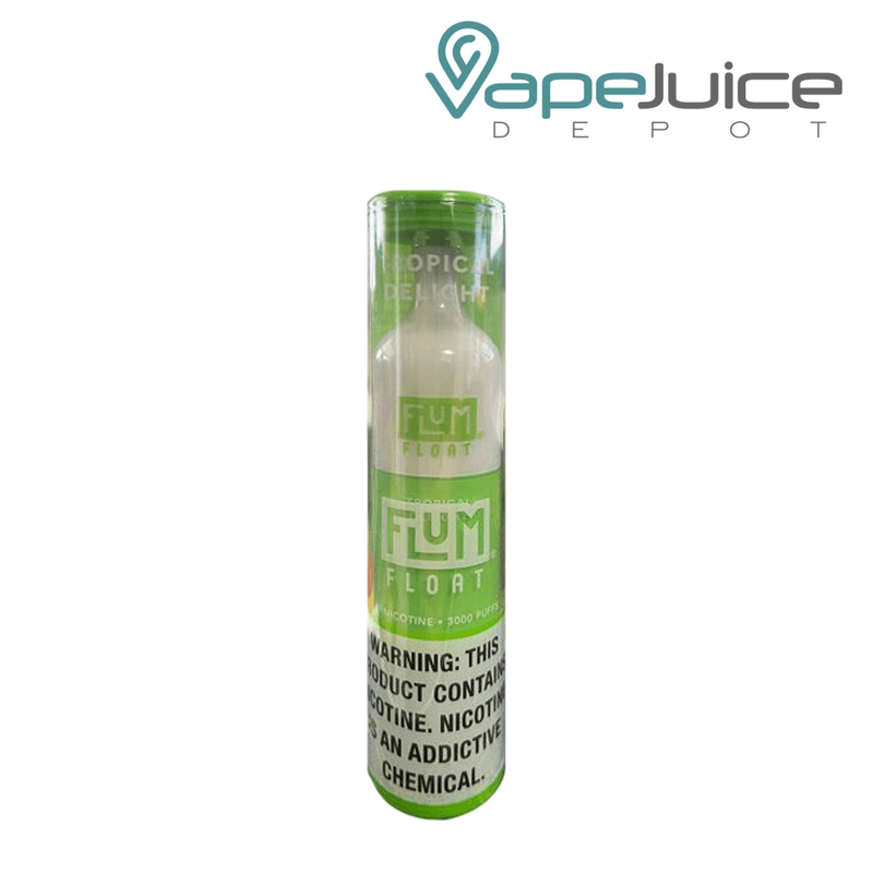 A box and a Tropical Delight Flum Float Disposable Vape - Vape Juice Depot