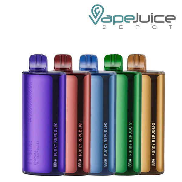 Five flavors of Funky Republic Ti7000 Disposable - Vape Juice Depot