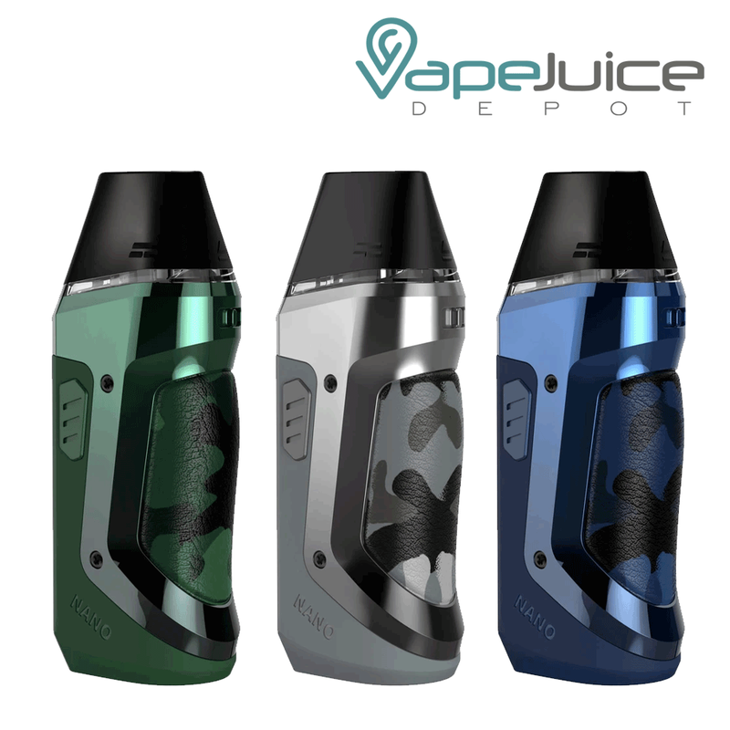 Three different colors of GeekVape Aegis Nano Kit - Vape Juice Depot