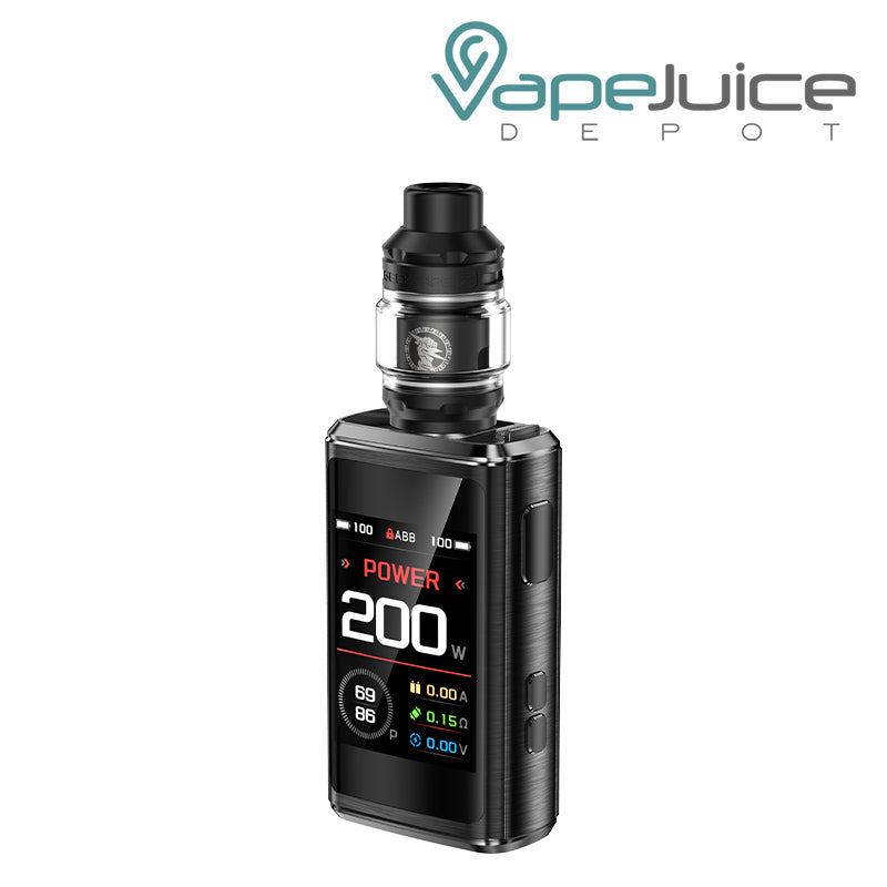 Black GeekVape Z200 Starter Kit with a firing button, two adjustment buttons and a screen - Vape Juice Depot
