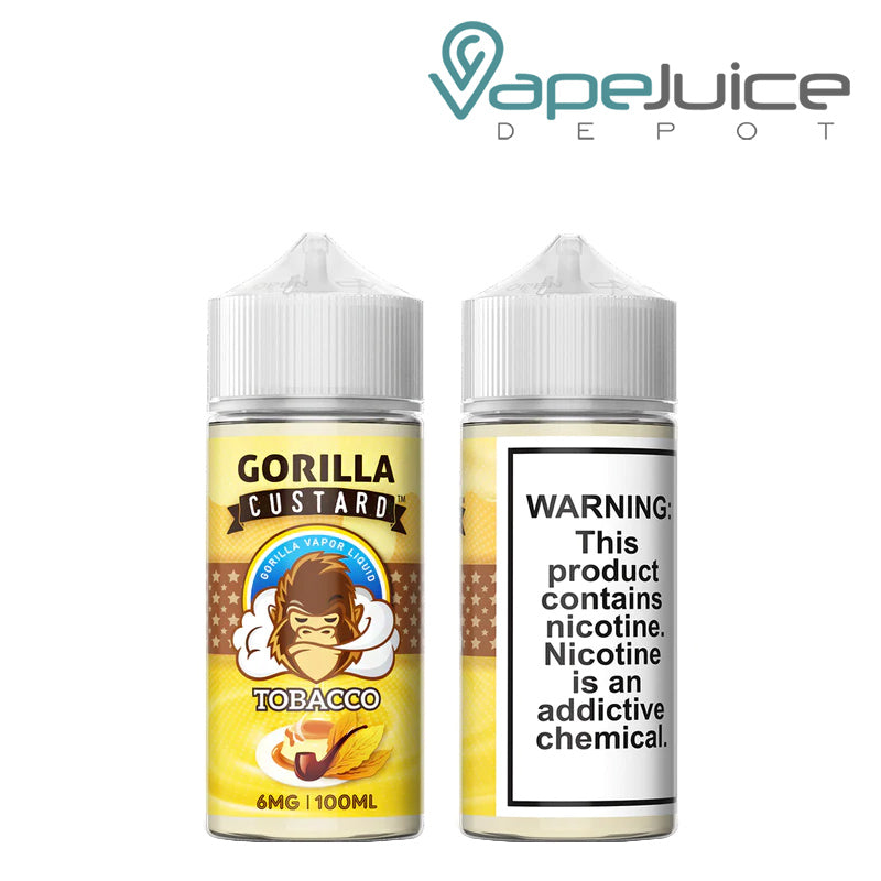 A 100ml bottle of Gorilla Custard eLiquids Tobacco 6mg - Vape Juice Depot