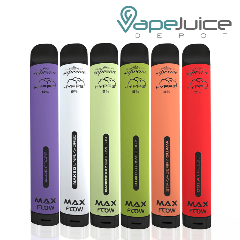 Six flavors of HYPPE Max Flow Disposable Vape - Vape Juice Depot