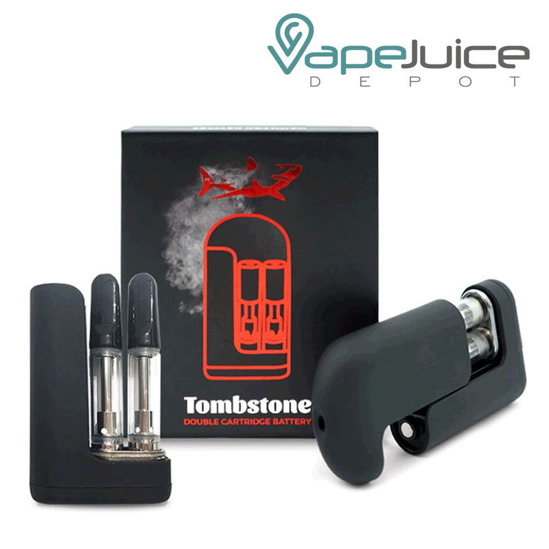 Hamilton Devices Tombstone with two cartridges and a box in the back - Vape Juice Depot