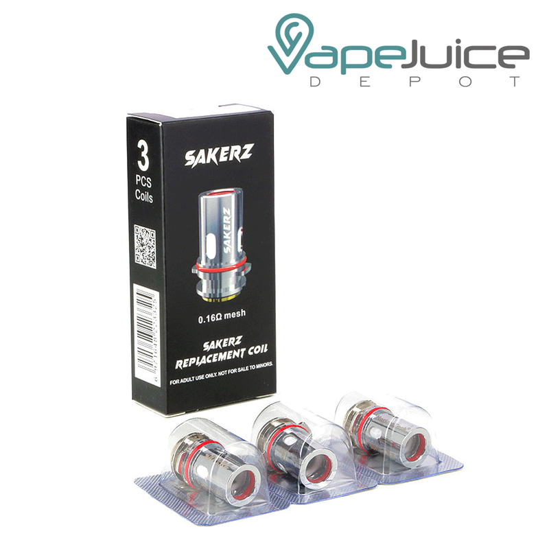 Tree HorizonTech Sakerz Replacement Coils and its box behind - Vape Juice Depot