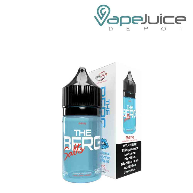 A 30ml bottle of The Berg Salts Innevape and a box with a warning sign - Vape Juice Depot