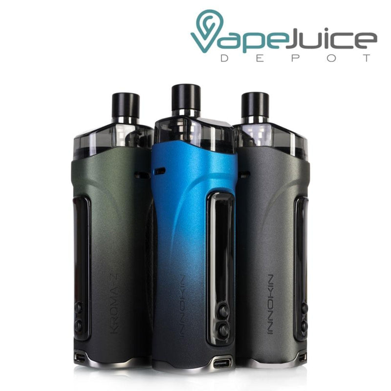 Three Innokin Kroma-Z Pod Mod Systems with display screen and two adjustment buttons - Vape Juice Depot