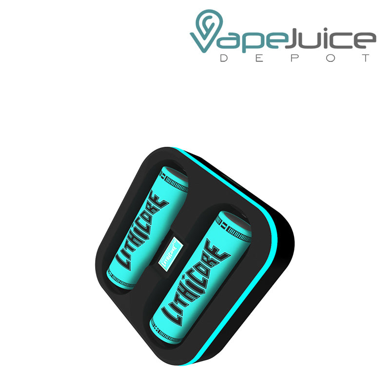 Side view of LITHICORE Pulse 2-Bay Battery Charger - Vape Juice Depot