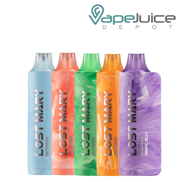 Five flavors of Lost Mary MO5000 Disposable - Vape Juice Depot