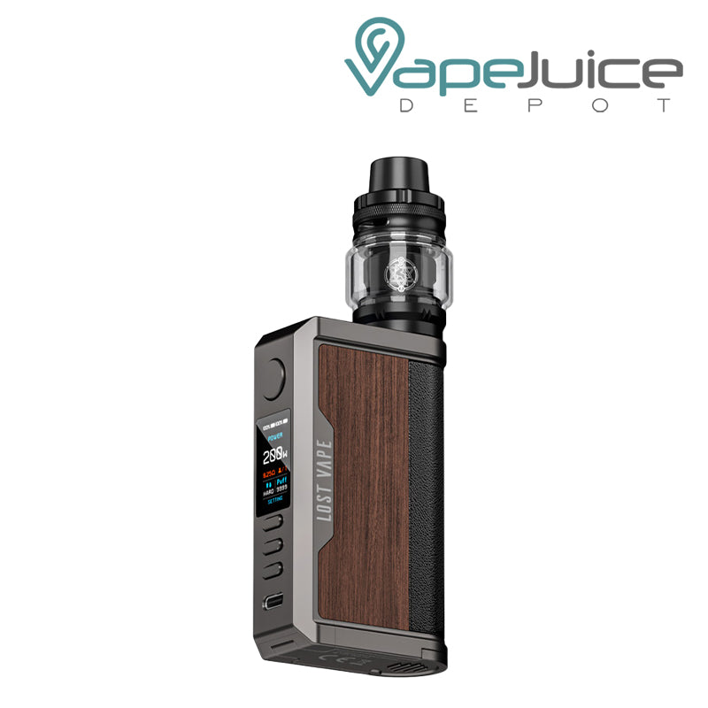 Gunmetal Walnut Wood Lost Vape CENTAURUS Q200 Kit with TFT screen and adjustment buttons - Vape Juice Depot