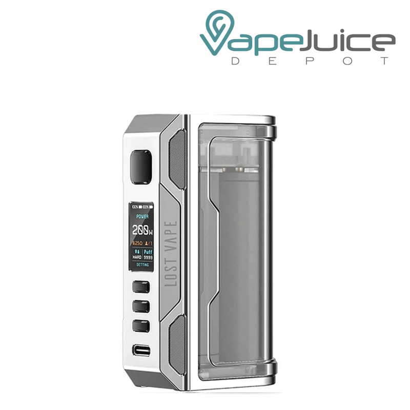 Stainless Steel Clear Lost Vape THELEMA QUEST Mod with its bottons and screan - Vape Juice Depot