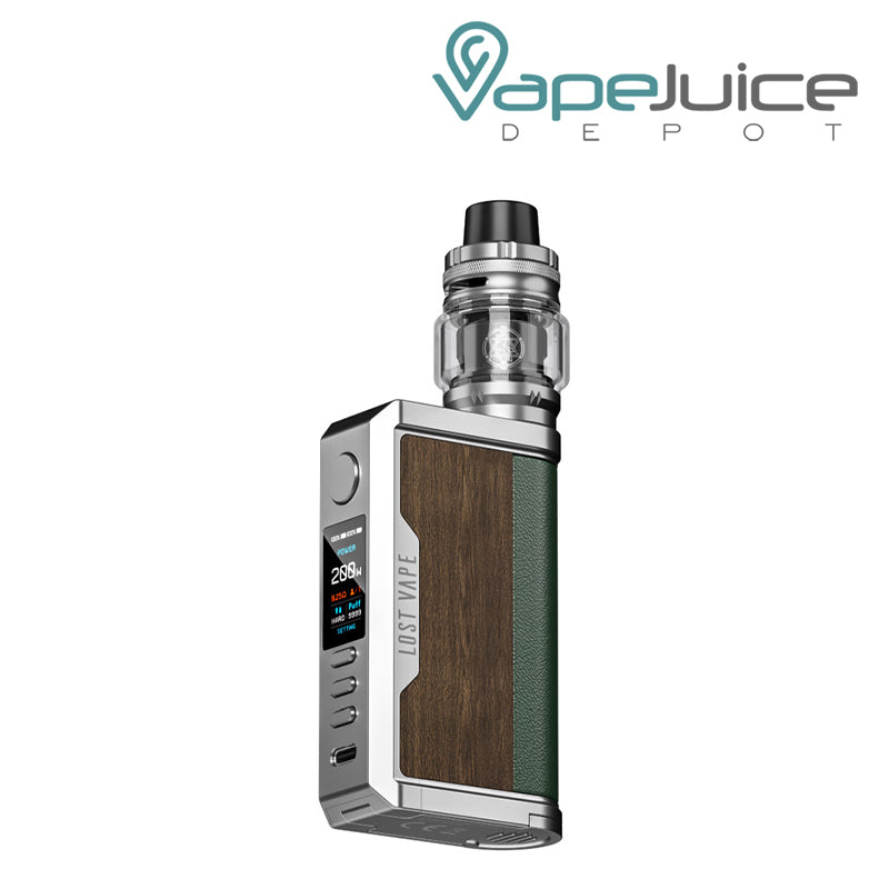 SS Teak Wood Lost Vape CENTAURUS Q200 Kit with TFT screen and adjustment buttons - Vape Juice Depot