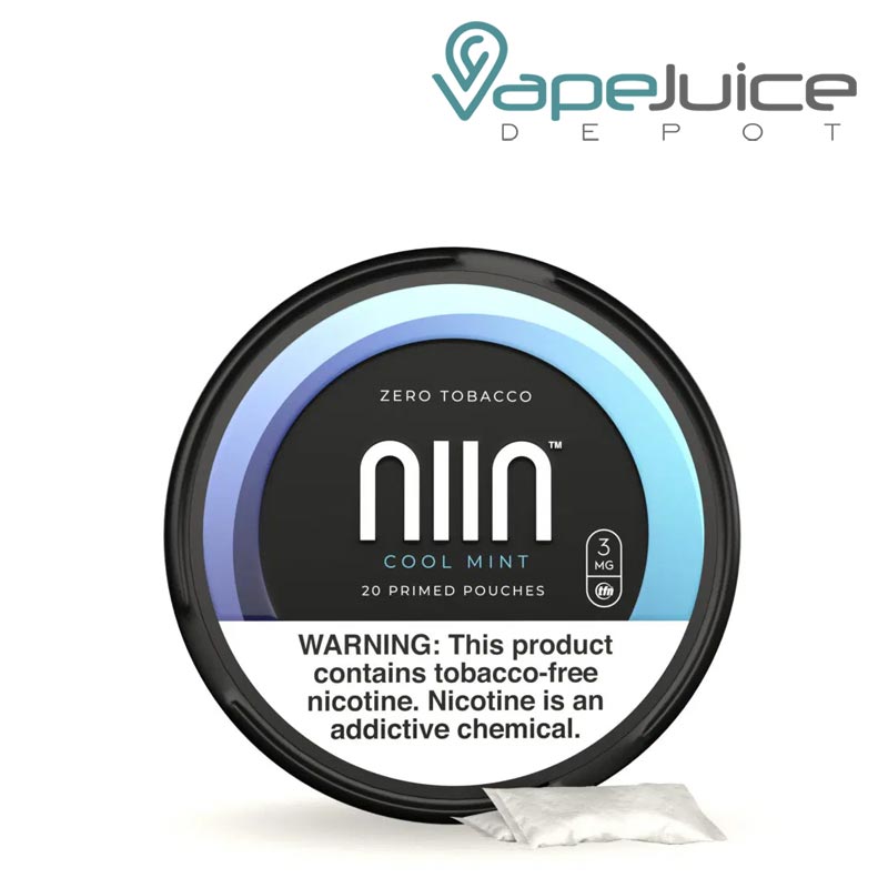 Cool Mint NIIN Zero Tobacco Pouches with a warning sign - Vape Juice Depot 