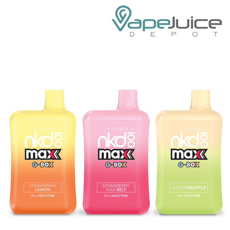 3 flavors of NKD 100 Max G-Box Disposable - Vape Juice Depot