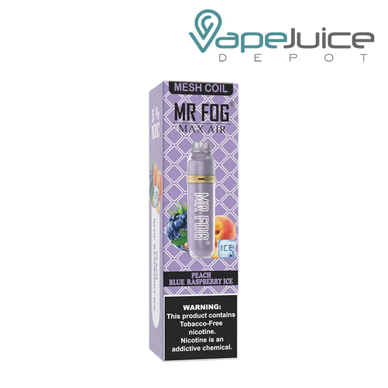 Peach Blue Raspberry Ice MR FOG Max Air Disposable 3000 Puffs with a warning sign -  Vape Juice Depot