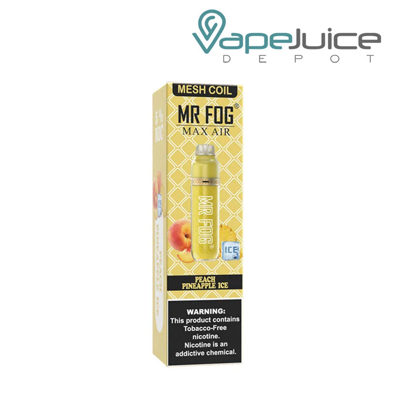 Peach Pineapple Ice MR FOG Max Air Disposable 3000 Puffs with a warning sign - Vape Juice Depot