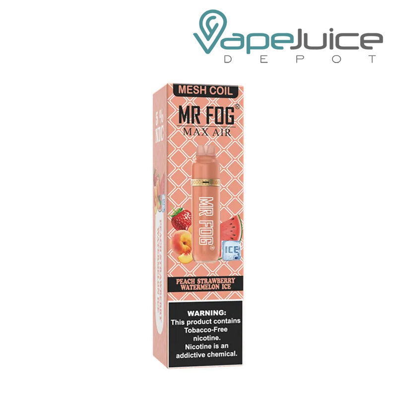 Peach Strawberry Watermelon Ice MR FOG Max Air Disposable 3000 Puffs with a warning sign - Vape Juice Depot