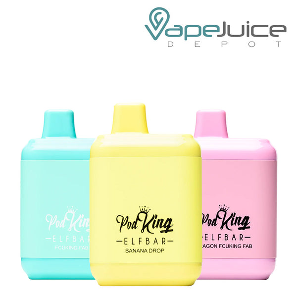 Three flavors of Pod King Elf Bar XC5000 Disposable - Vape Juice Depot