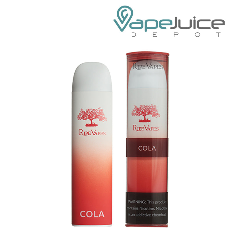 Cola Ripe Vapes Palm Disposable and a box with a warning sign next to it - Vape Juice Depot