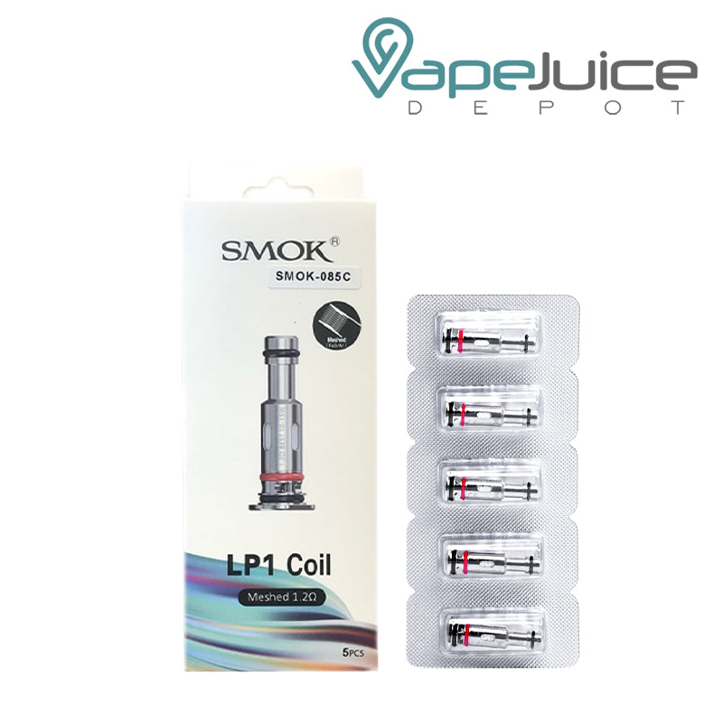 A box of SMOK LP1 Replacement Coils 1.2ohm and a pack of five coils next to it - Vape Juice Depot