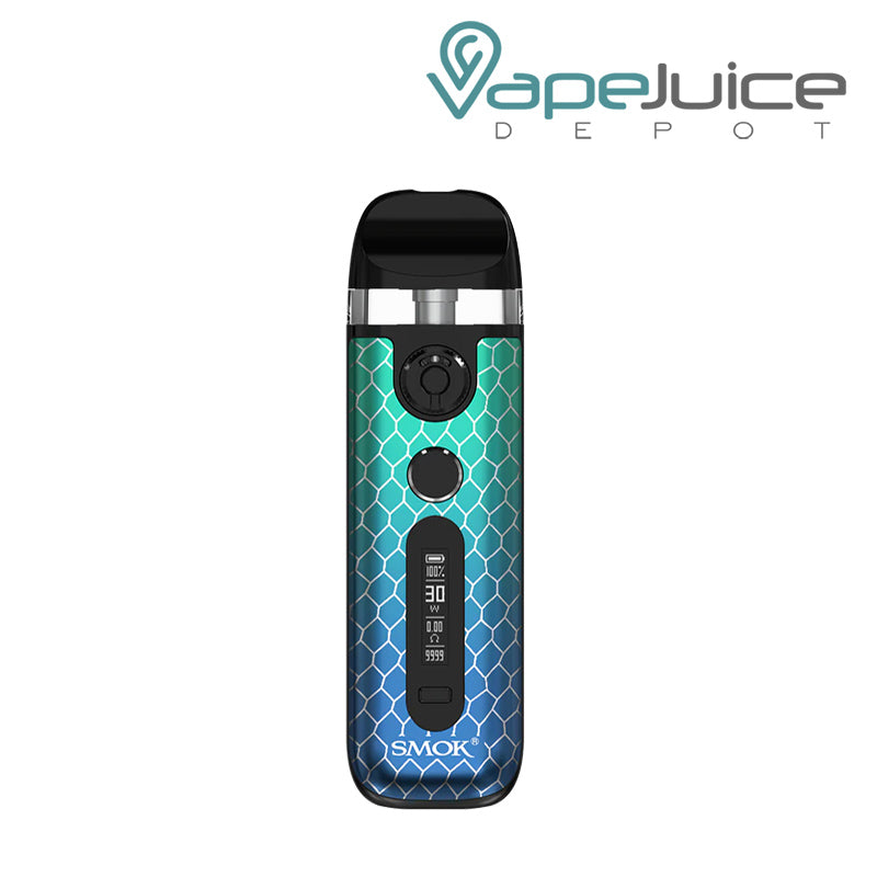 Green Blue Cobra SMOK Novo 5 Kit with display screen and firing button - Vape Juice Depot