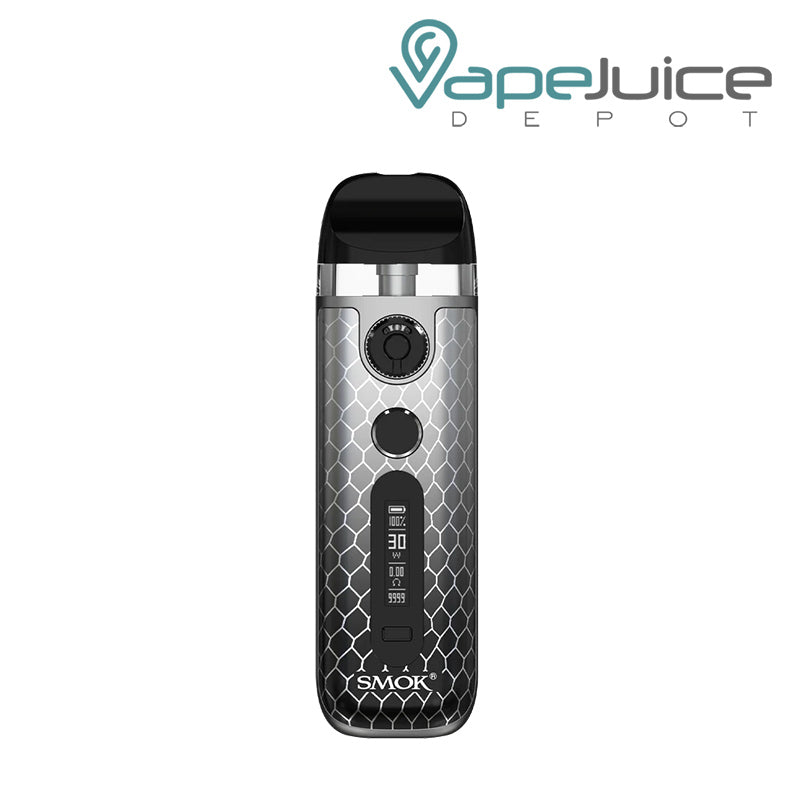 Silver Black Cobra SMOK Novo 5 Kit with display screen and firing button - Vape Juice Depot