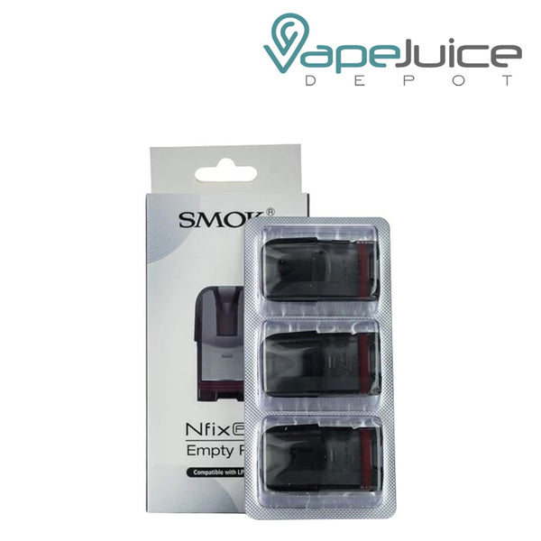 A box of SMOK Nfix Pro Replacement Pods and three pack pods next to it - Vape Juice Depot