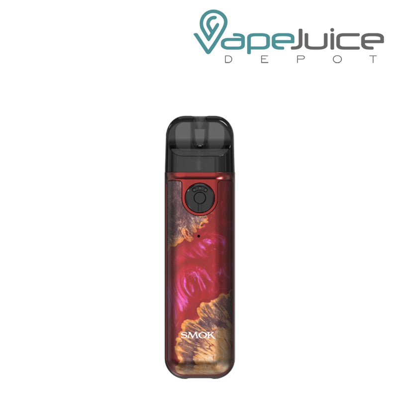 Red Stabilizing Wood SMOK Novo 4 Mini Kit with a firing button - Vape Juice Depot