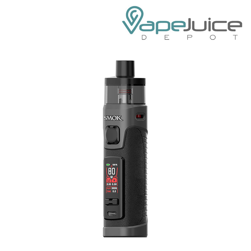 Black Leather SMOK RPM 5 Pro Pod Kit with a firing button, two adjustment button and a display screen - Vape Juice Depot