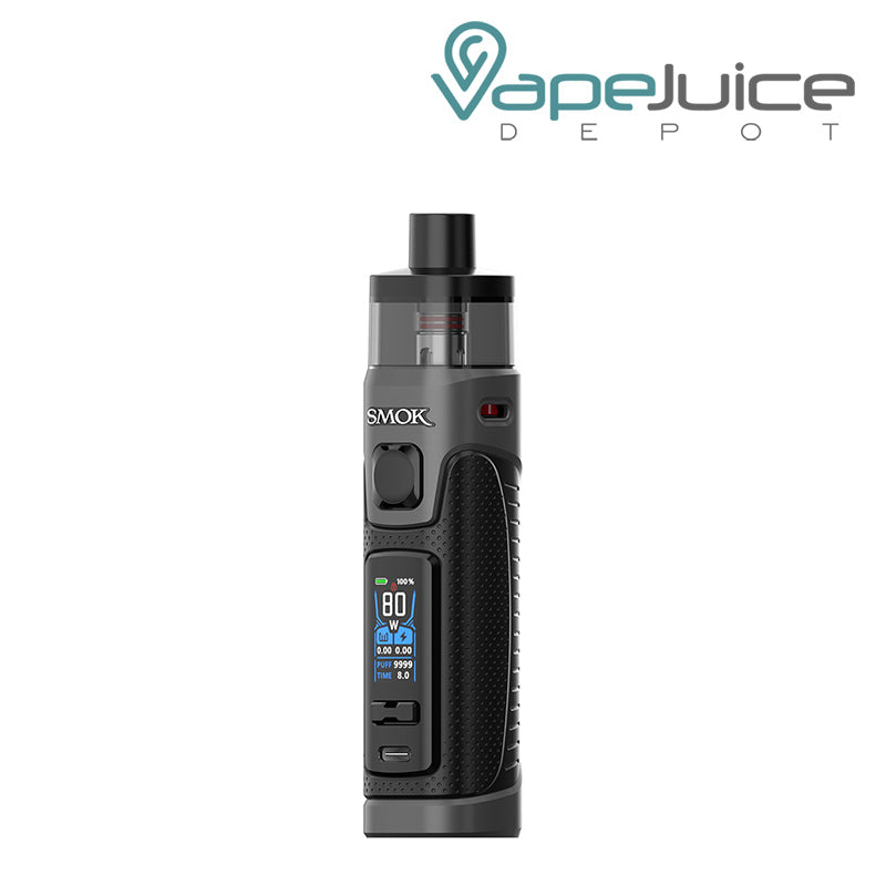 Matte Gun Metal SMOK RPM 5 Pro Pod Kit with a firing button, two adjustment button and a display screen - Vape Juice Depot