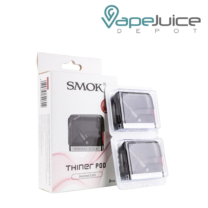 A Box of SMOK THINER Replacement Pods and a pack of next to it - Vape Juice Depot