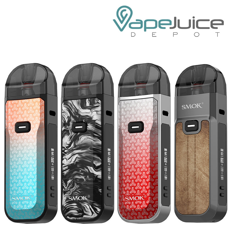 4 colors of SMOK Nord 5 Pod System Kit with adjustment buttons - Vape Juice Depot