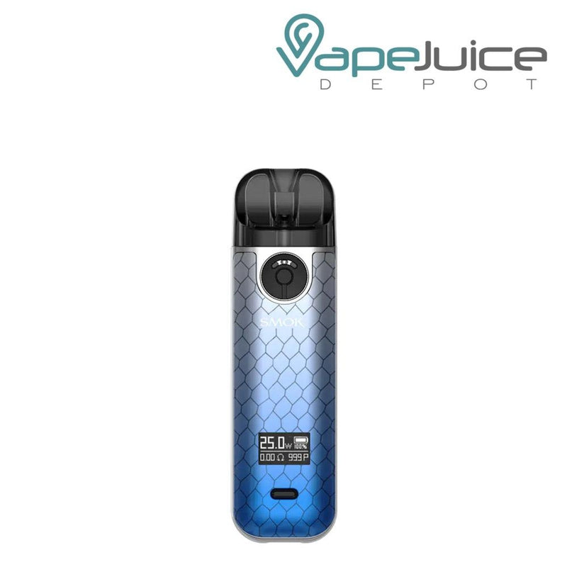 A SMOK Novo 4 Kit Blue Grey Cobra with OLED Display, Type-C Port and an adjustable button - Vape Juice Depot