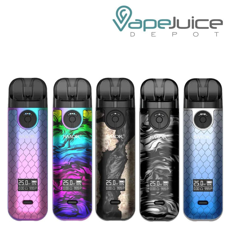 Four SMOK Novo 4 Kits with  OLED Display, Type-C Port and an adjustable button - Vape Juice Depot